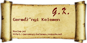 Germányi Kelemen névjegykártya